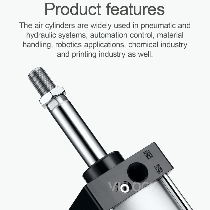 VIILOCK Pneumatic Air Cylinder 63mm Bore 200mm Stroke, Aluminium Standard Cylinder Single Piston Rod Double Action SC 63 X 200 - Image 3